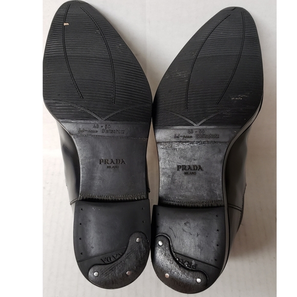 PRADA - Chelsea Black Leather Ankle Boots - Picture 6 of 7